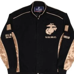 VINTAGE USMC US MARINE CORPS SOUVENIR NASCAR STYLE JACKET SIZE XL(Vintage Usmc Us Marine Corps Souvenir Bomber Jh Jacket Size Xl)