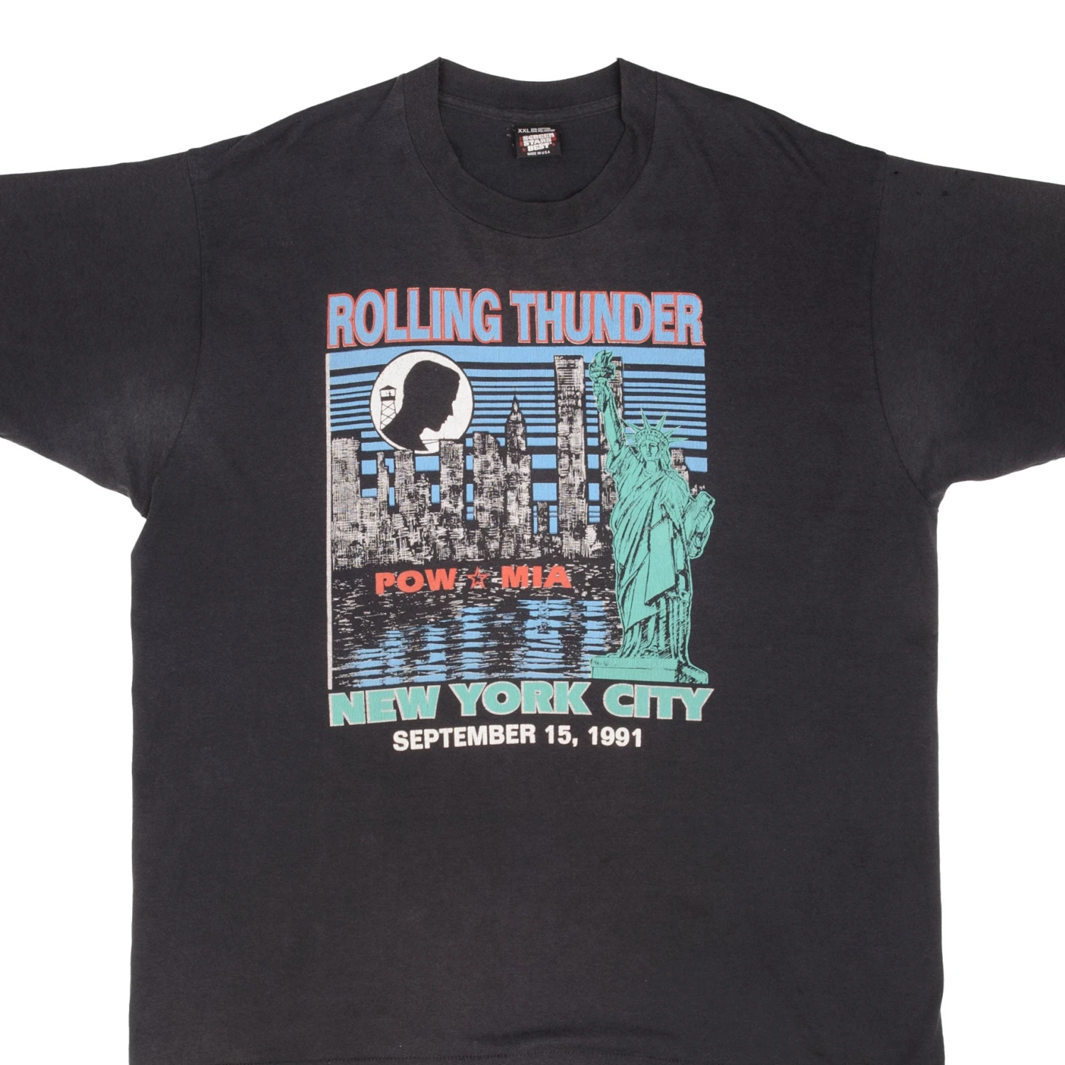VINTAGE POW-MIA ROLLING THUNDER NEW YORK CITY TEE SHIRT 1991 SIZE XL MADE IN USA(Vintage Pow Mia Rolling Thunder New York City Tee Shirt 1991 Size Xl Made In Usa) 1 VINTAGE POW-MIA ROLLING THUNDER NEW YORK CITY TEE SHIRT 1991 SIZE XL MADE IN USA(Vintage Pow Mia Rolling Thunder New York City Tee Shirt 1991 Size Xl Made In Usa)