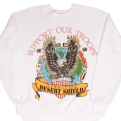 VINTAGE US ARMY OPERATION DESERT SHIELD SWEATSHIRT 1991 SIZE LARGE MADE IN USA(Vintage Us Army Operation Desert Shield Sweatshirt 1991 Size Large Made In Usa)