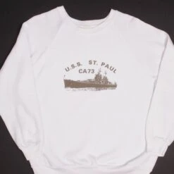 VINTAGE USN US NAVY USS ST PAUL CA73 1980S SWEATSHIRT SIZE LARGE(Vintage Usn Us Navy Uss St Paul Cc73 1990s Sweatshirt Size Large)