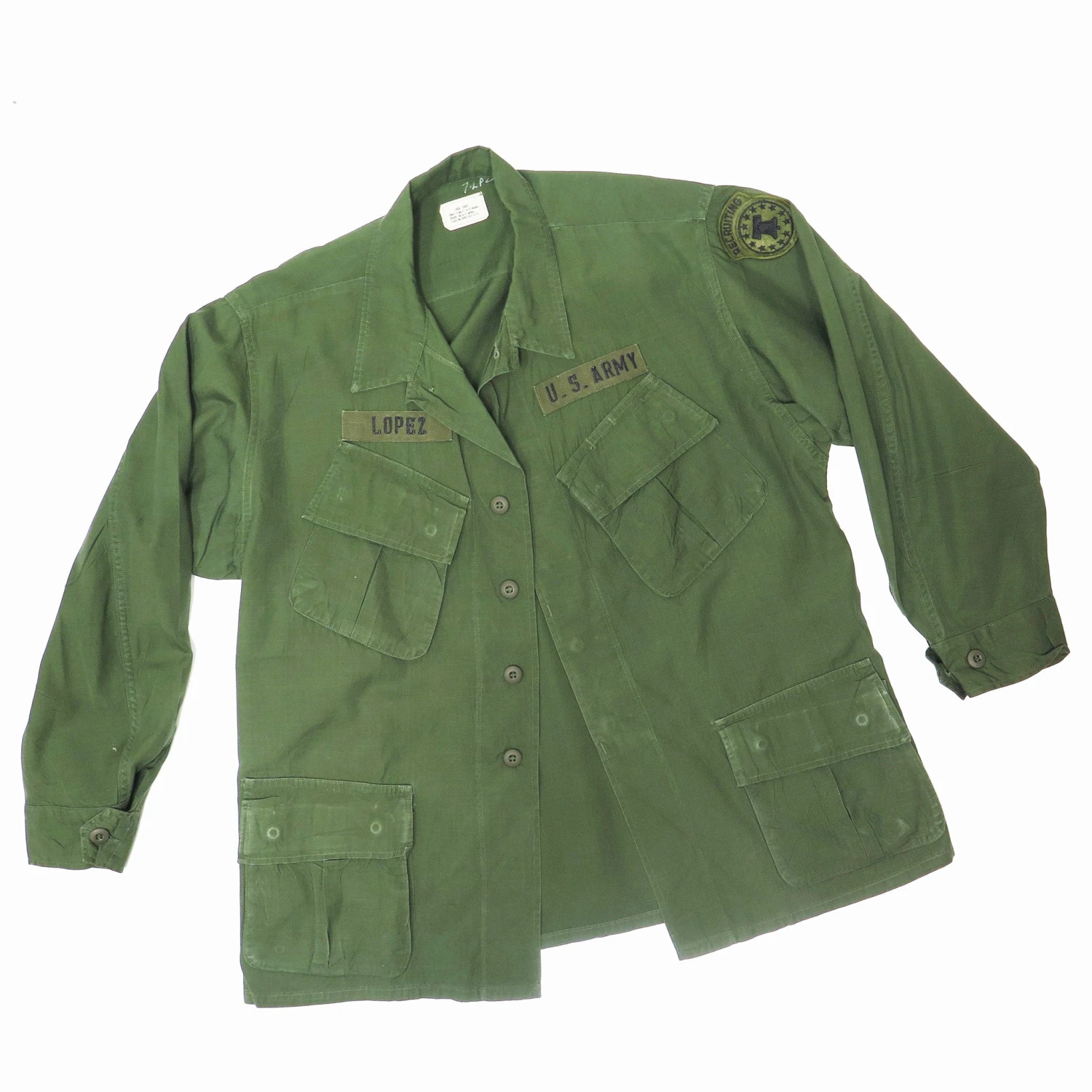 US ARMY TROPICAL COMBAT JACKET 5TH PATTERN 1968 VIETNAM WAR USA REC PATCH SIZE LARGE SHORT(Vietnam Tropical Combat Jacket Usarec Ripstop 1968 Large Short) 3 US ARMY TROPICAL COMBAT JACKET 5TH PATTERN 1968 VIETNAM WAR USA REC PATCH SIZE LARGE SHORT(Vietnam Tropical Combat Jacket Usarec Ripstop 1968 Large Short) - Image 3