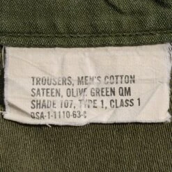 US ARMY UTILITY OG-107 SATEEN TROUSERS PANTS 1963 VIETNAM WAR SIZE W36 L25 LARGE(Us Army Vietnam Field Pants Trousers Type 1 Class 1 1963 W36 L25 Large) 9 US ARMY UTILITY OG-107 SATEEN TROUSERS PANTS 1963 VIETNAM WAR SIZE W36 L25 LARGE(Us Army Vietnam Field Pants Trousers Type 1 Class 1 1963 W36 L25 Large) -Rare Gear USA Shop ARMYS0106TAG02