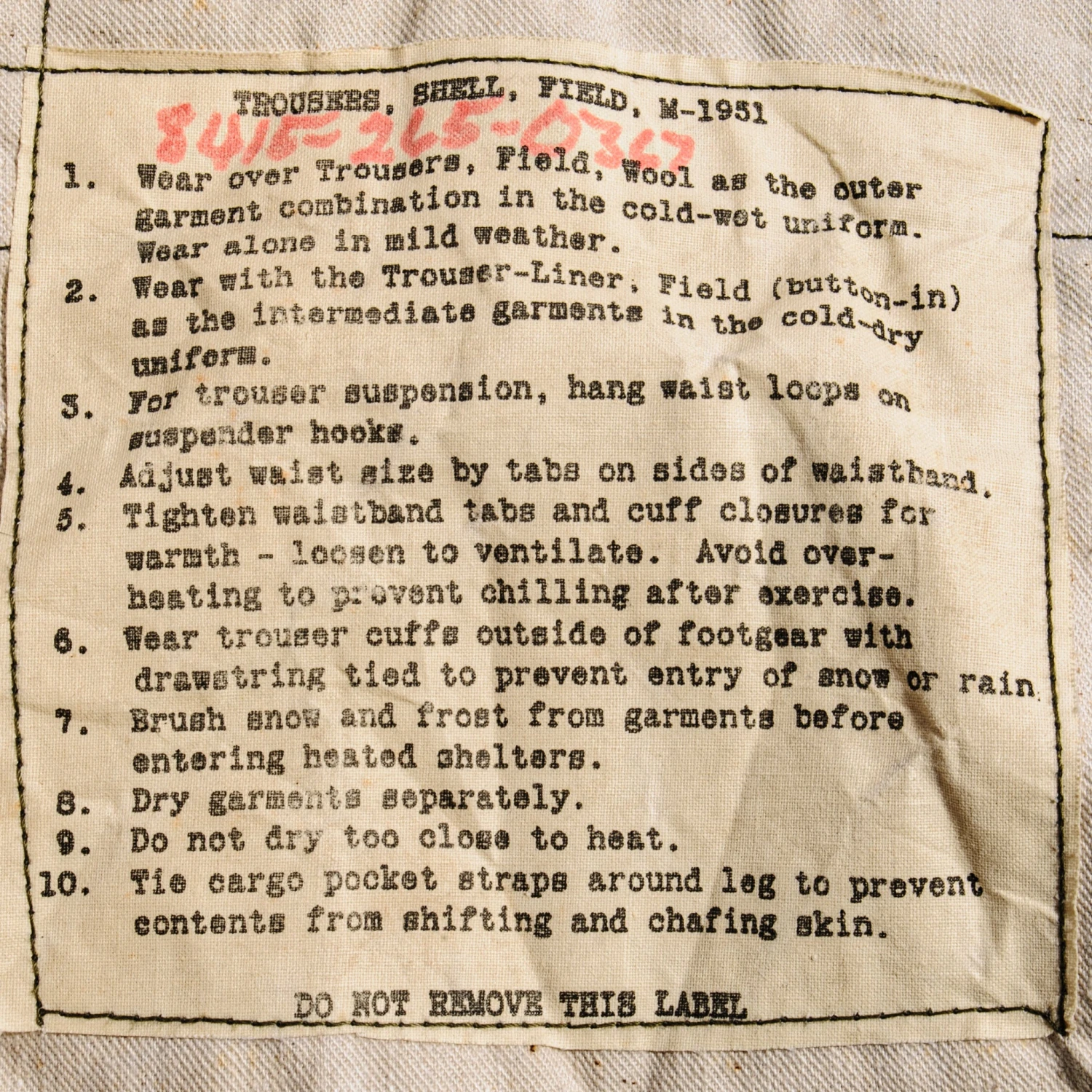 US ARMY FIELD TROUSERS PANTS M-1951 M51 1950'S KOREAN WAR SIZE 38X33 LARGE LONG(Korean War Field Trousers Pants Long Large M 51 1950s 38x33) 3 US ARMY FIELD TROUSERS PANTS M-1951 M51 1950'S KOREAN WAR SIZE 38X33 LARGE LONG(Korean War Field Trousers Pants Long Large M 51 1950s 38x33) - Image 3