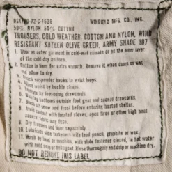 US ARMY FIELD TROUSERS PANTS M-1965 M65 1972 VIETNAM WAR SIZE 34X28(Vietnam War 1972 Field Trousers 1970s Cotton 34x28) 13 US ARMY FIELD TROUSERS PANTS M-1965 M65 1972 VIETNAM WAR SIZE 34X28(Vietnam War 1972 Field Trousers 1970s Cotton 34x28) -Rare Gear USA Shop ARMYS0217TAG01