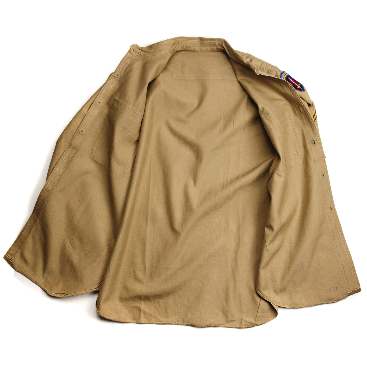 VINTAGE US ARMY COTTON SHIRT M-37 M37 KHAKI WW2 ERA SHAEF PATCH(Us Army Khaki Cotton Shirt Ww2 Era Shaef Patch) 3 VINTAGE US ARMY COTTON SHIRT M-37 M37 KHAKI WW2 ERA SHAEF PATCH(Us Army Khaki Cotton Shirt Ww2 Era Shaef Patch) - Image 3