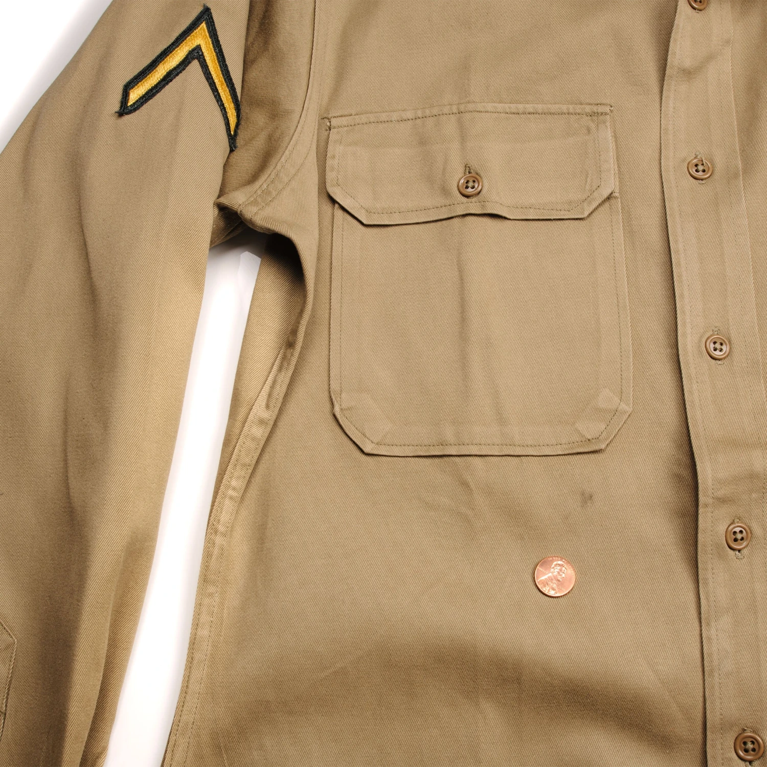 VINTAGE US ARMY COTTON SHIRT M-37 M37 KHAKI WW2 ERA SHAEF PATCH(Us Army Khaki Cotton Shirt Ww2 Era Shaef Patch) 8 VINTAGE US ARMY COTTON SHIRT M-37 M37 KHAKI WW2 ERA SHAEF PATCH(Us Army Khaki Cotton Shirt Ww2 Era Shaef Patch) - Image 8