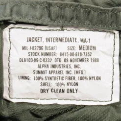 USAF US AIR FORCE FLIGHT JACKET MA-1 MA1 1989 SIZE MEDIUM(Usaf Jacket Ma 1) 18 USAF US AIR FORCE FLIGHT JACKET MA-1 MA1 1989 SIZE MEDIUM(Usaf Jacket Ma 1) -Rare Gear USA Shop ARMYWJ0001TAG