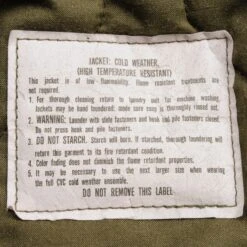 VINTAGE US ARMY COLD WEATHER JACKET HIGH TEMPERATURE RESISTANT 1986 SIZE SMALL SHORT DEADSTOCK NOS(Vintage Us Army Cold Weather Jacket High Temperature Resistant 1986 Size Small Short Deadstock) -Rare Gear USA Shop ARMYWJ0025TAG01