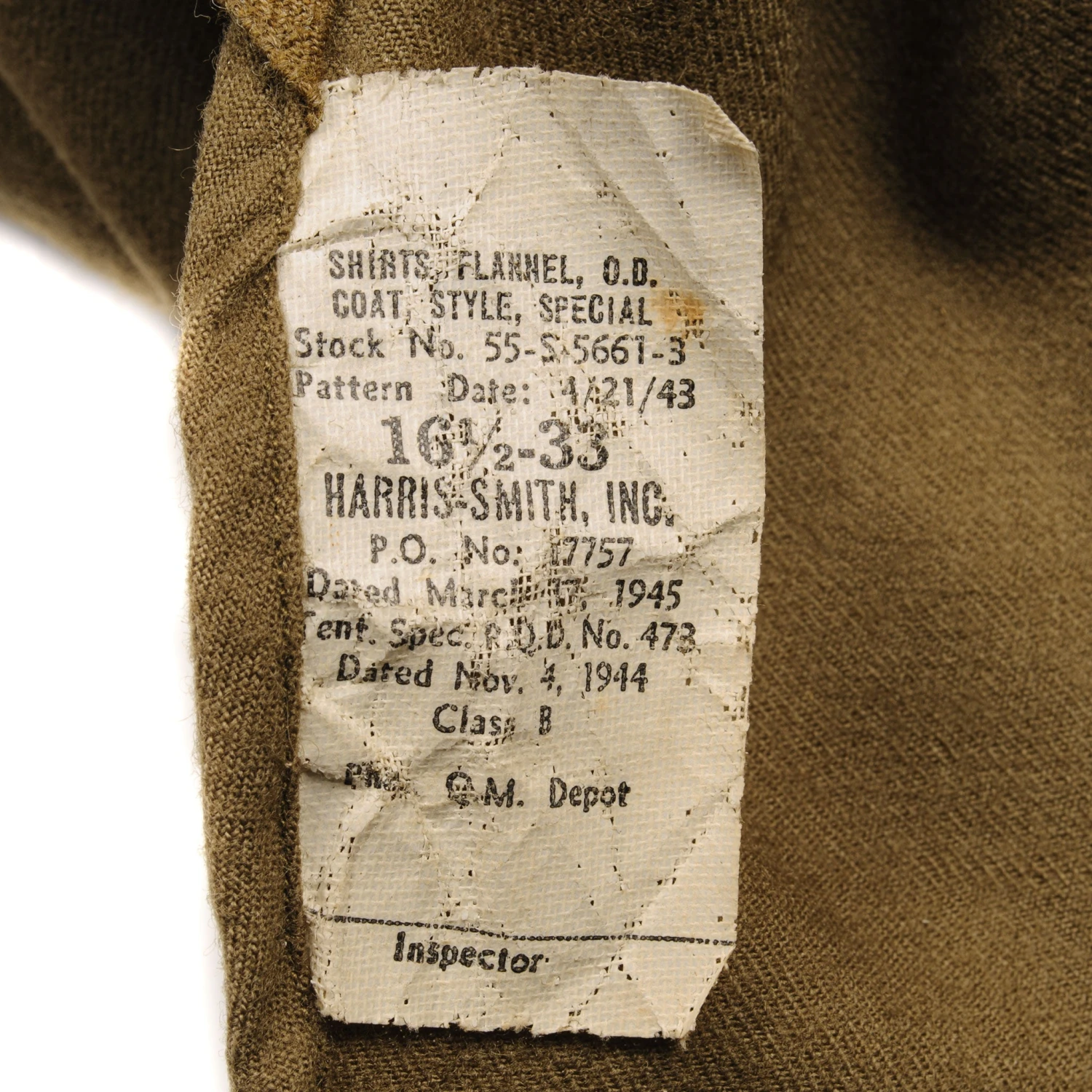 VINTAGE US ARMY M-37 M37 FLANNEL SHIRT 1945 WW2 SIZE 16 1/2 X 33(Vintage Us Army M 37 M37 Flannel Shirt 1945 Ww2 Size 16 1 2 X 33) 4 VINTAGE US ARMY M-37 M37 FLANNEL SHIRT 1945 WW2 SIZE 16 1/2 X 33(Vintage Us Army M 37 M37 Flannel Shirt 1945 Ww2 Size 16 1 2 X 33) - Image 4