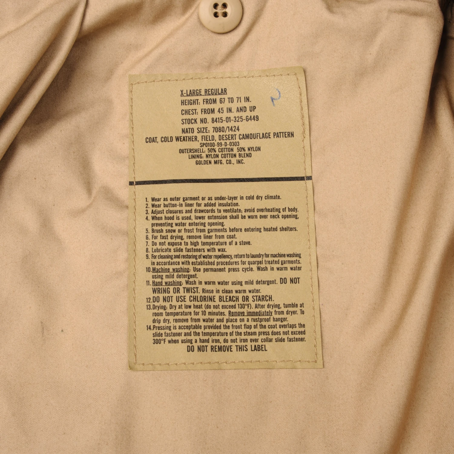 VINTAGE US NAVY SEABEES M-1965 M65 FIELD JACKET DESERT CAMOUFLAGE PATTERN 1999 SIZE X-LARGE REGULAR(Vintage Us Navy Seabees M 1965 M65 Field Jacket Desert Camouflage Pattern 1999 Size X Large Regular) 4 VINTAGE US NAVY SEABEES M-1965 M65 FIELD JACKET DESERT CAMOUFLAGE PATTERN 1999 SIZE X-LARGE REGULAR(Vintage Us Navy Seabees M 1965 M65 Field Jacket Desert Camouflage Pattern 1999 Size X Large Regular) - Image 4