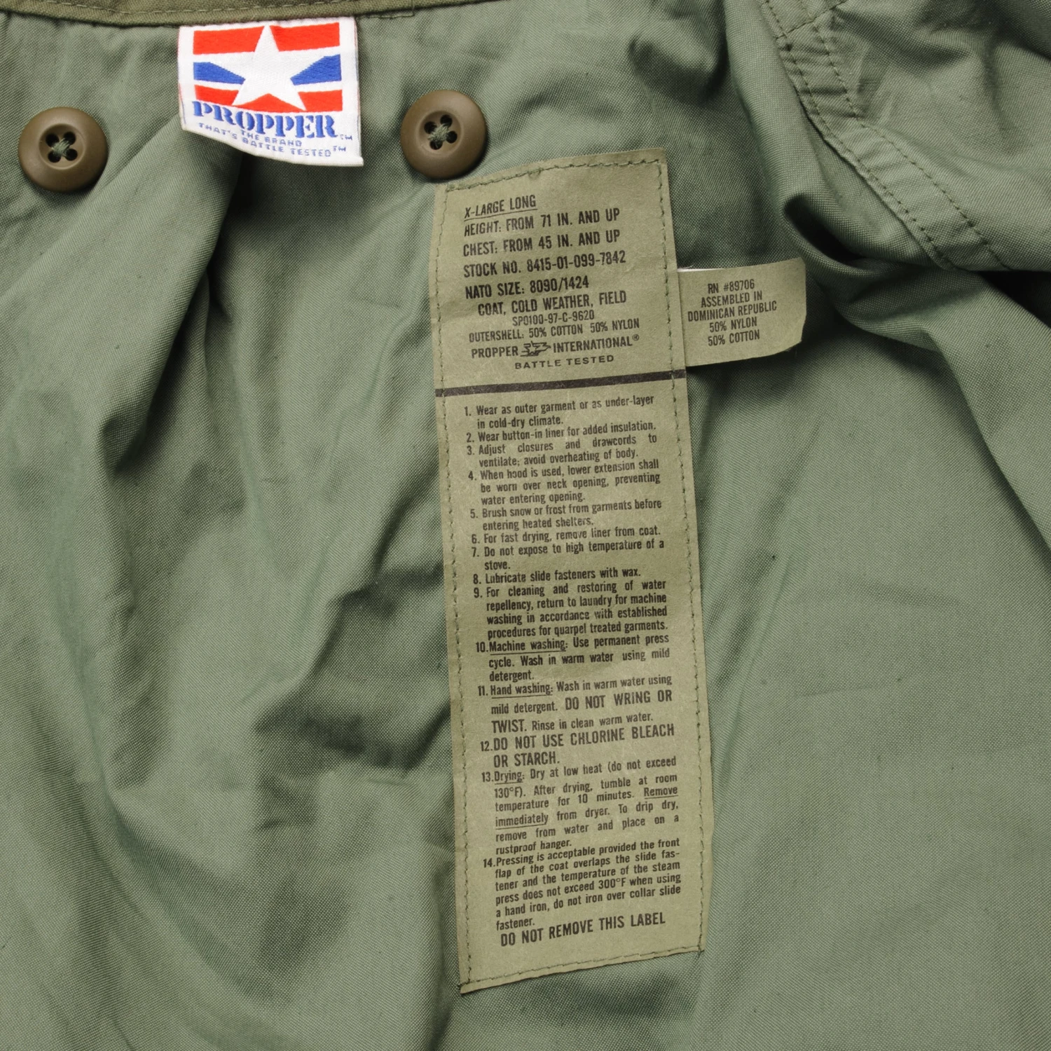 VINTAGE US ARMY M-1965 M65 FIELD JACKET 1997 SIZE XL LONG DEADSTOCK(Vintage Us Army M 1965 M65 Field Jacket 1997 Size Xl Long Deadstock) 4 VINTAGE US ARMY M-1965 M65 FIELD JACKET 1997 SIZE XL LONG DEADSTOCK(Vintage Us Army M 1965 M65 Field Jacket 1997 Size Xl Long Deadstock) - Image 4