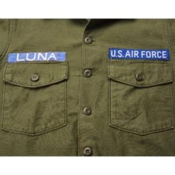 VINTAGE US AIR FORCE UTILITY SHIRT P-64 P64 1967 VIETNAM WAR SIZE 14 1/2 X 31 WITH PATCHES(Vintage Us Air Force Utility Shirt P 64 P64 1967 Vietnam War Size 14 1 2 X 31 With Patches) -Rare Gear USA Shop DSC 1305 1