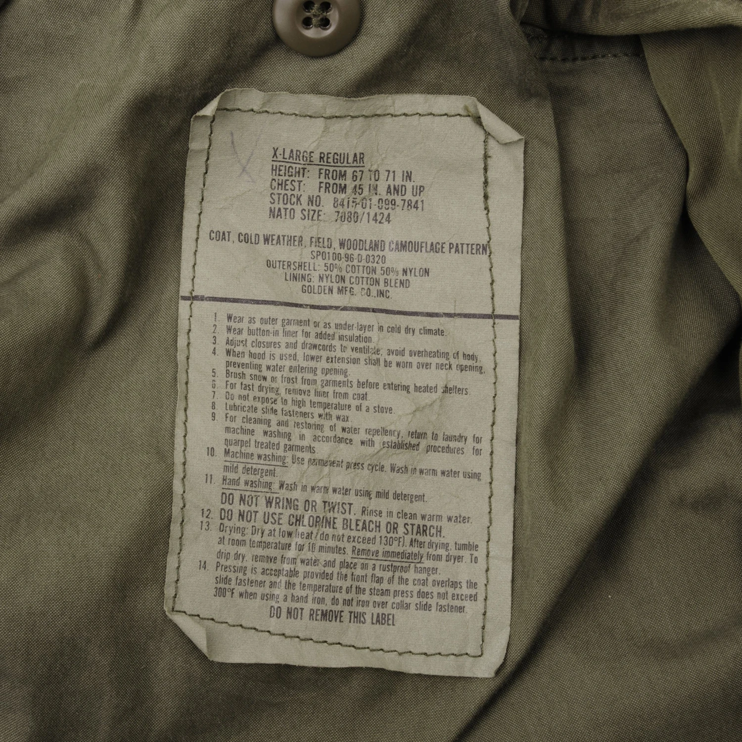 VINTAGE US ARMY M-1965 M65 WOODLAND CAMO FIELD JACKET 1996 XL REGULAR(Vintage Us Army M 1965 M65 Woodland Camo Field Jacket 1996 Xl Regular) 4 VINTAGE US ARMY M-1965 M65 WOODLAND CAMO FIELD JACKET 1996 XL REGULAR(Vintage Us Army M 1965 M65 Woodland Camo Field Jacket 1996 Xl Regular) - Image 4