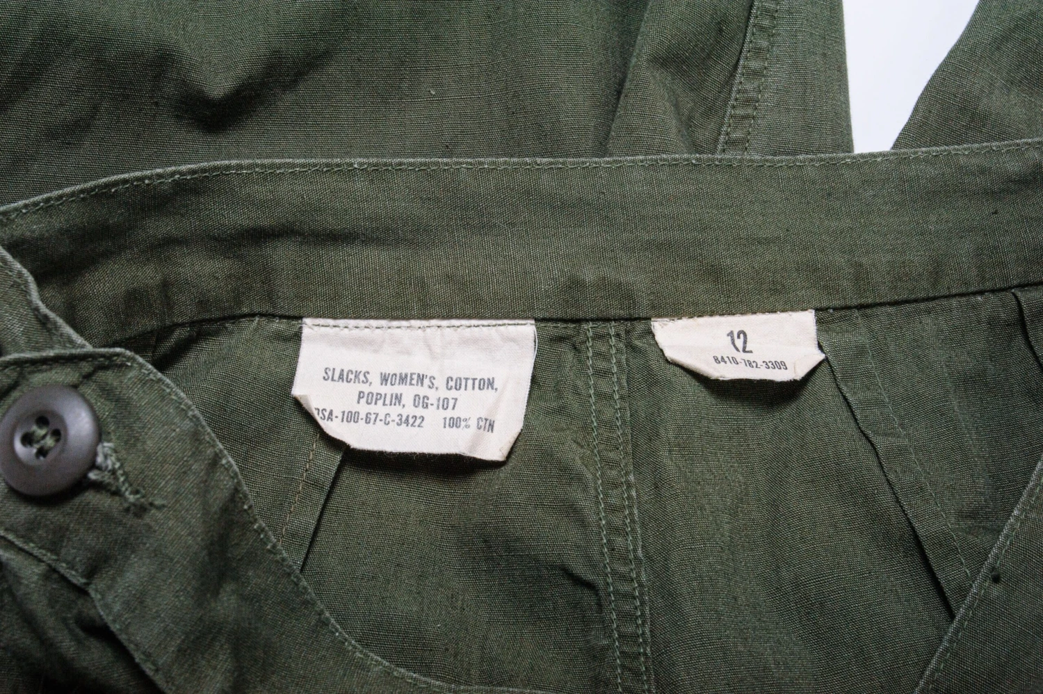 US ARMY FIELD TROUSERS PANTS WOMENS SLACKS 1967 VIETNAM WAR SIZE 26X32(Vietnam War Field Trousers Pants Womens Slacks 1967 Cotton 26x32) 3 US ARMY FIELD TROUSERS PANTS WOMENS SLACKS 1967 VIETNAM WAR SIZE 26X32(Vietnam War Field Trousers Pants Womens Slacks 1967 Cotton 26x32) - Image 3
