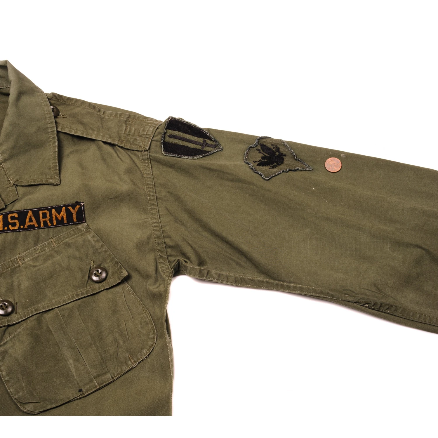 VINTAGE US ARMY TROPICAL COMBAT JACKET FIRST PATTERN 1963 VIETNAM WAR SIZE SMALL LONG WITH PATCHES(Vintage Us Army Tropical Combat Jacket First Pattern 1963 Vietnam War Size Small Long With Patches) 11 VINTAGE US ARMY TROPICAL COMBAT JACKET FIRST PATTERN 1963 VIETNAM WAR SIZE SMALL LONG WITH PATCHES(Vintage Us Army Tropical Combat Jacket First Pattern 1963 Vietnam War Size Small Long With Patches) - Image 11