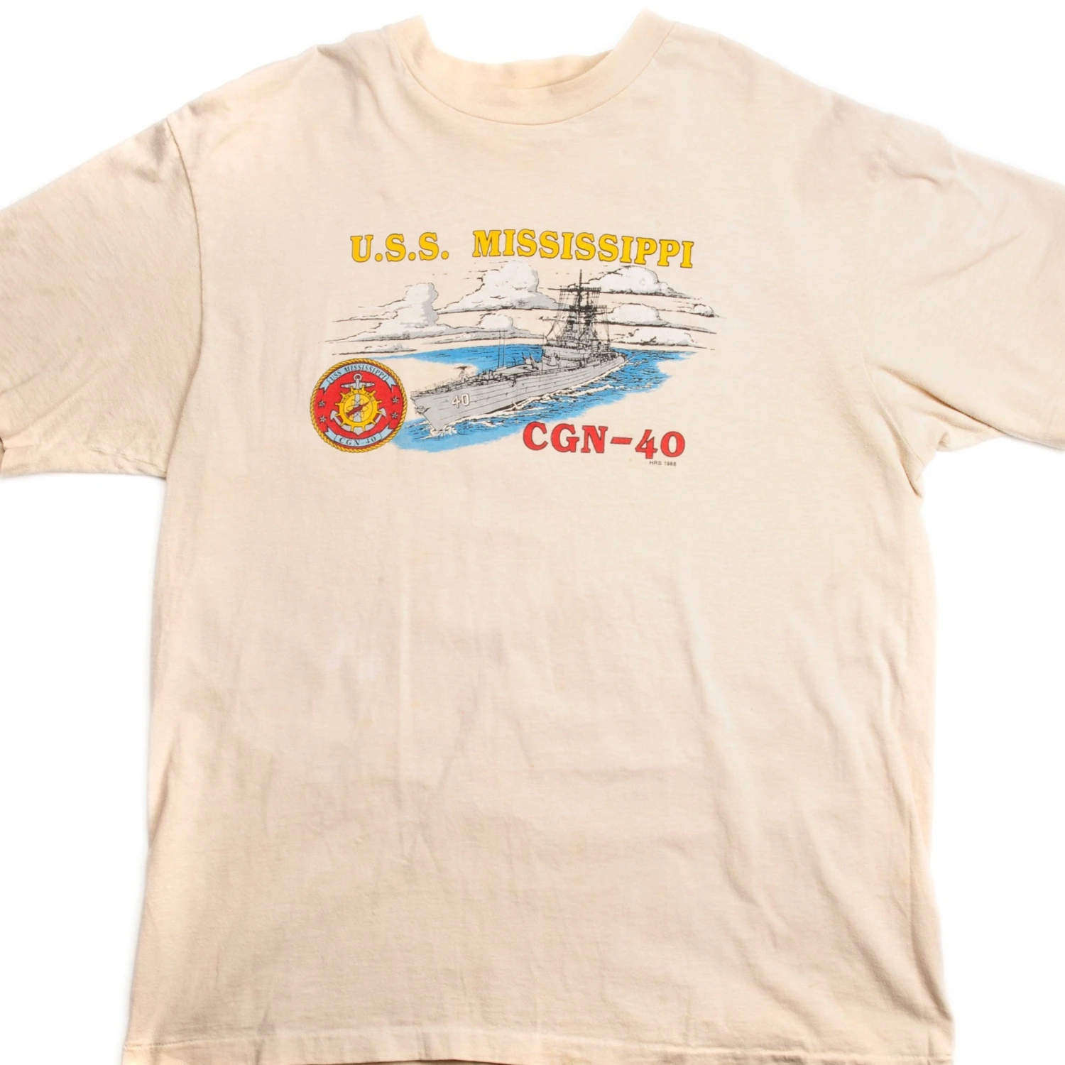 VINTAGE USN US NAVY T-SHIRT 1988 USS MISSISSIPPI CGN-40 SIZE LARGE 42-44(Usn Us Navy T Shirt 1988 Uss Mississippi Cgn 40 Size Large 42 44) 1 VINTAGE USN US NAVY T-SHIRT 1988 USS MISSISSIPPI CGN-40 SIZE LARGE 42-44(Usn Us Navy T Shirt 1988 Uss Mississippi Cgn 40 Size Large 42 44)