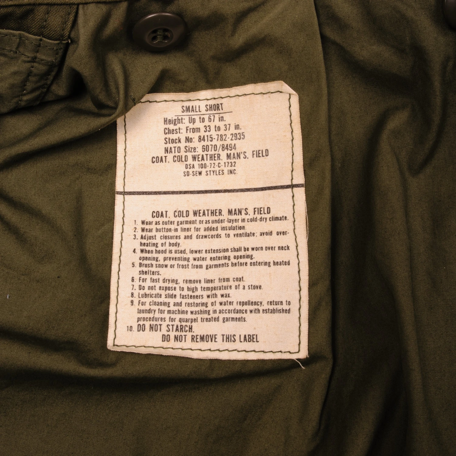 VINTAGE US ARMY M-1965 M65 FIELD JACKET 1972 VIETNAM WAR SIZE SMALL SHORT(Vintage Us Army M 1965 M65 Field Jacket 1972 Vietnam War Size Small Short) 4 VINTAGE US ARMY M-1965 M65 FIELD JACKET 1972 VIETNAM WAR SIZE SMALL SHORT(Vintage Us Army M 1965 M65 Field Jacket 1972 Vietnam War Size Small Short) - Image 4