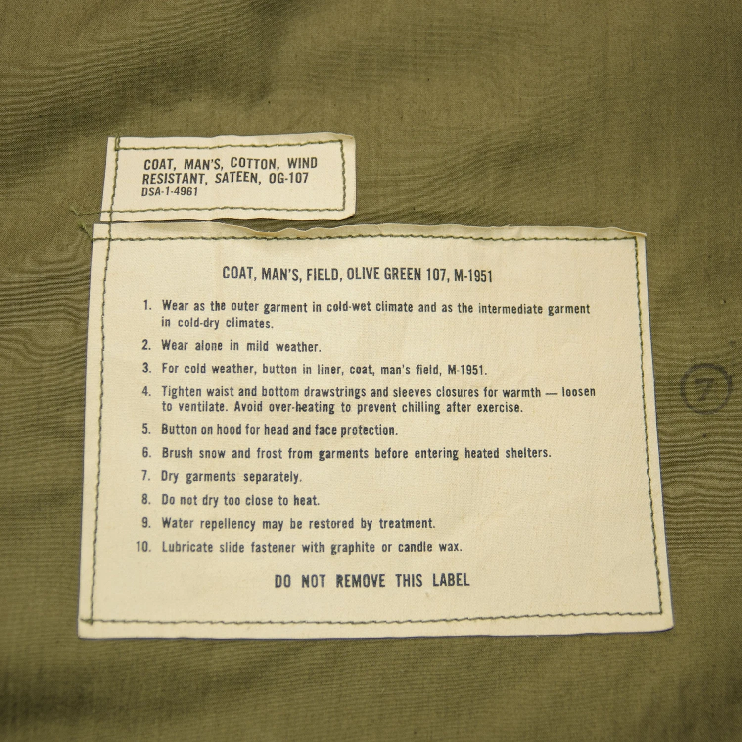 VINTAGE US ARMY M-1951 M51 FIELD JACKET 1961 SIZE XS REGULAR NOS DEADSTOCK(Copy Of Vintage Us Army M 1951 M51 Field Jacket 1963 Vietnam War Size Small Regular) 5 VINTAGE US ARMY M-1951 M51 FIELD JACKET 1961 SIZE XS REGULAR NOS DEADSTOCK(Copy Of Vintage Us Army M 1951 M51 Field Jacket 1963 Vietnam War Size Small Regular) - Image 5