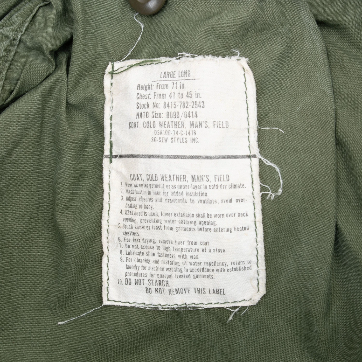 VINTAGE US ARMY M65 FIELD JACKET 1974 VIETNAM WAR SIZE LARGE LONG(Vintage Us Army M65 Field Jacket 1974 Vietnam War Size Large Long) 4 VINTAGE US ARMY M65 FIELD JACKET 1974 VIETNAM WAR SIZE LARGE LONG(Vintage Us Army M65 Field Jacket 1974 Vietnam War Size Large Long) - Image 4