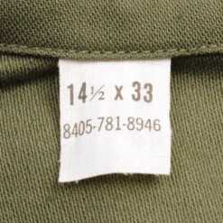 VINTAGE US ARMY SATEEN UTILITY SHIRT P64 VIETNAM WAR 1967 SIZE 14 1/2 X 33 NOS(Vintage Us Army Sateen Utility Shirt P64 Vietnam War 1967 Size 14 1 2 X 33 Nos) -Rare Gear USA Shop DSC 3831