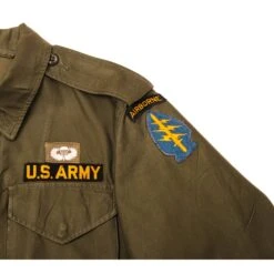 US ARMY M-1951 M51 FIELD JACKET KOREAN WAR SIZE SMALL REGULAR WITH PATCHES(Us Army M 1951 M51 Field Jacket Korean War Airborne Special Forces Patch Airborne Badge Tan Dcu Size Small Regular) -Rare Gear USA Shop DSC 4508 1
