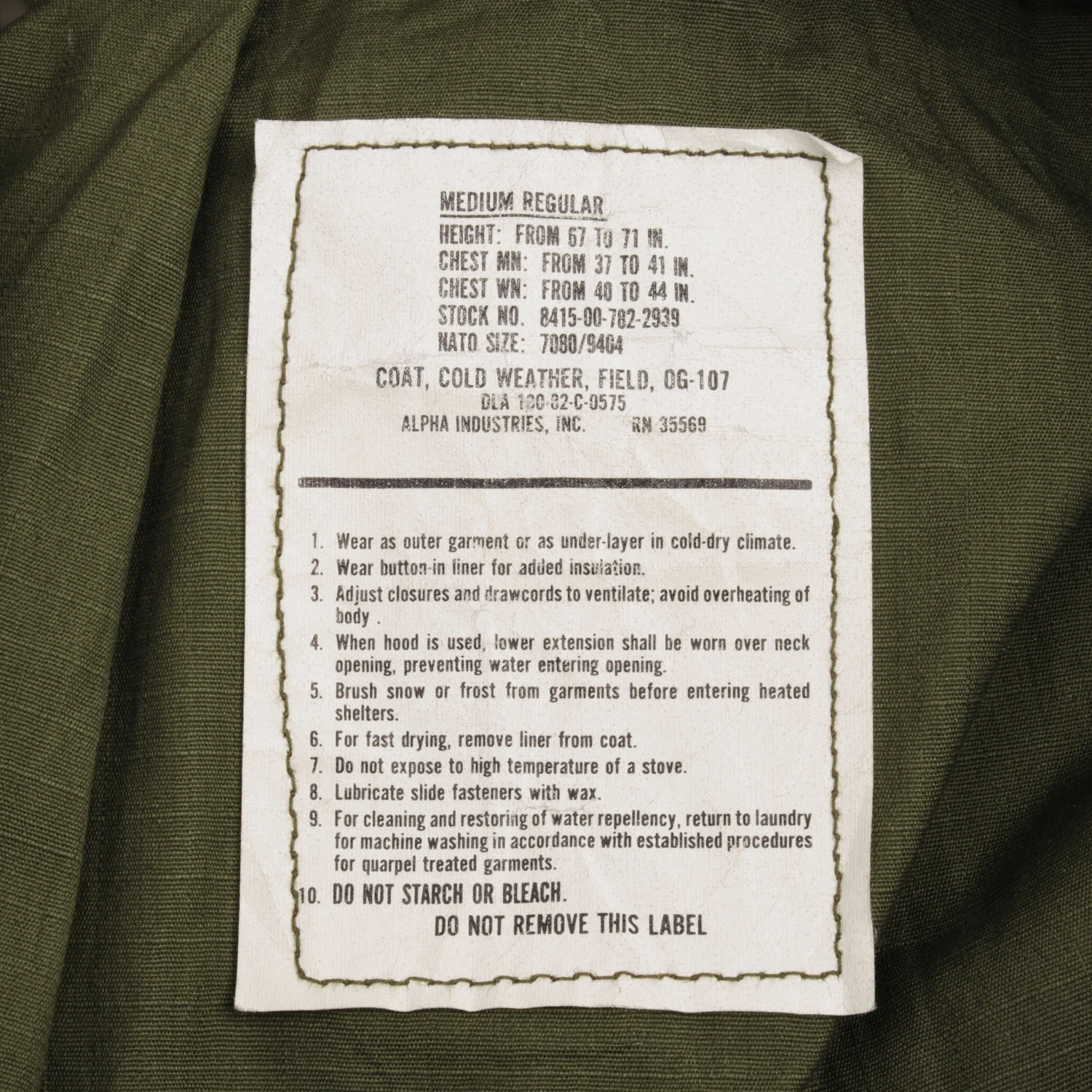 VINTAGE US ARMY M1965 M65 ALPHA IND FIELD JACKET 1982 MEDIUM DEADSTOCK NOS(Vintage Us Army M1965 M65 Alpha Ind Field Jacket 1982 Medium Deadstock Nos) 4 VINTAGE US ARMY M1965 M65 ALPHA IND FIELD JACKET 1982 MEDIUM DEADSTOCK NOS(Vintage Us Army M1965 M65 Alpha Ind Field Jacket 1982 Medium Deadstock Nos) - Image 4