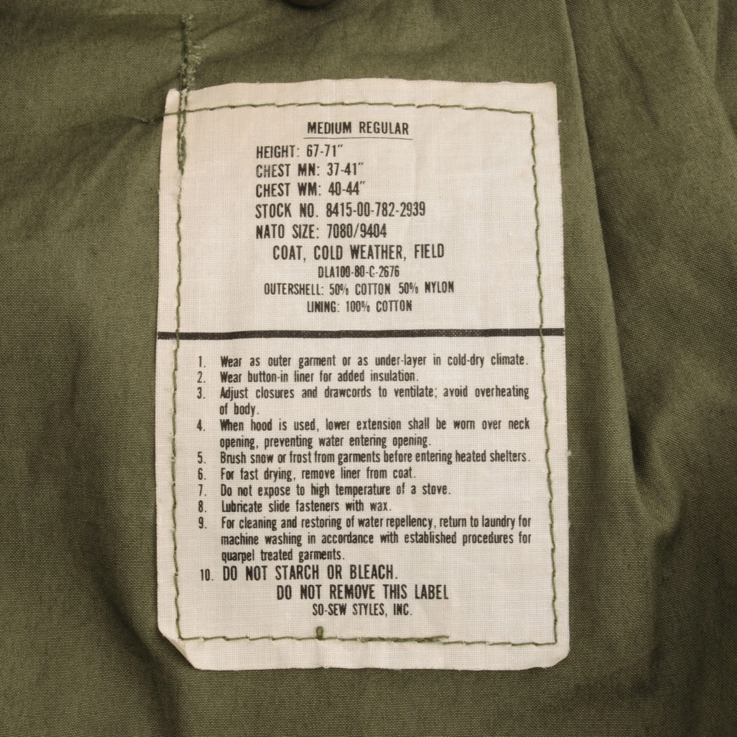 VINTAGE US ARMY M1965 M65 FIELD JACKET 1980 SIZE MEDIUM REGULAR DEADSTOCK NOS(Vintage Us Army M1965 M65 Field Jacket 1980 Size Medium Regular Deadstock Nos) 4 VINTAGE US ARMY M1965 M65 FIELD JACKET 1980 SIZE MEDIUM REGULAR DEADSTOCK NOS(Vintage Us Army M1965 M65 Field Jacket 1980 Size Medium Regular Deadstock Nos) - Image 4