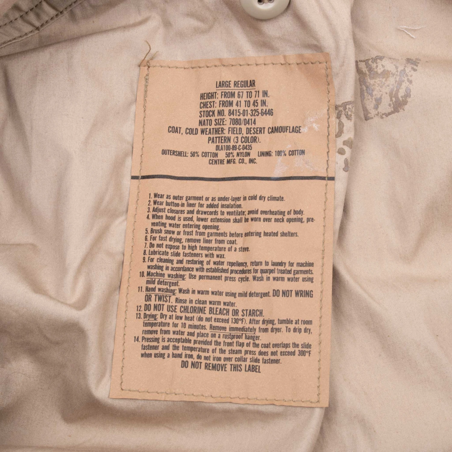 VINTAGE US ARMY M65 FIELD JACKET DESERT CAMO 1989 LARGE REGULAR DEADSTOCK NOS(Vintage Us Army M65 Field Jacket Desert Camo 1989 Large Regular Deadstock Nos 1) 4 VINTAGE US ARMY M65 FIELD JACKET DESERT CAMO 1989 LARGE REGULAR DEADSTOCK NOS(Vintage Us Army M65 Field Jacket Desert Camo 1989 Large Regular Deadstock Nos 1) - Image 4