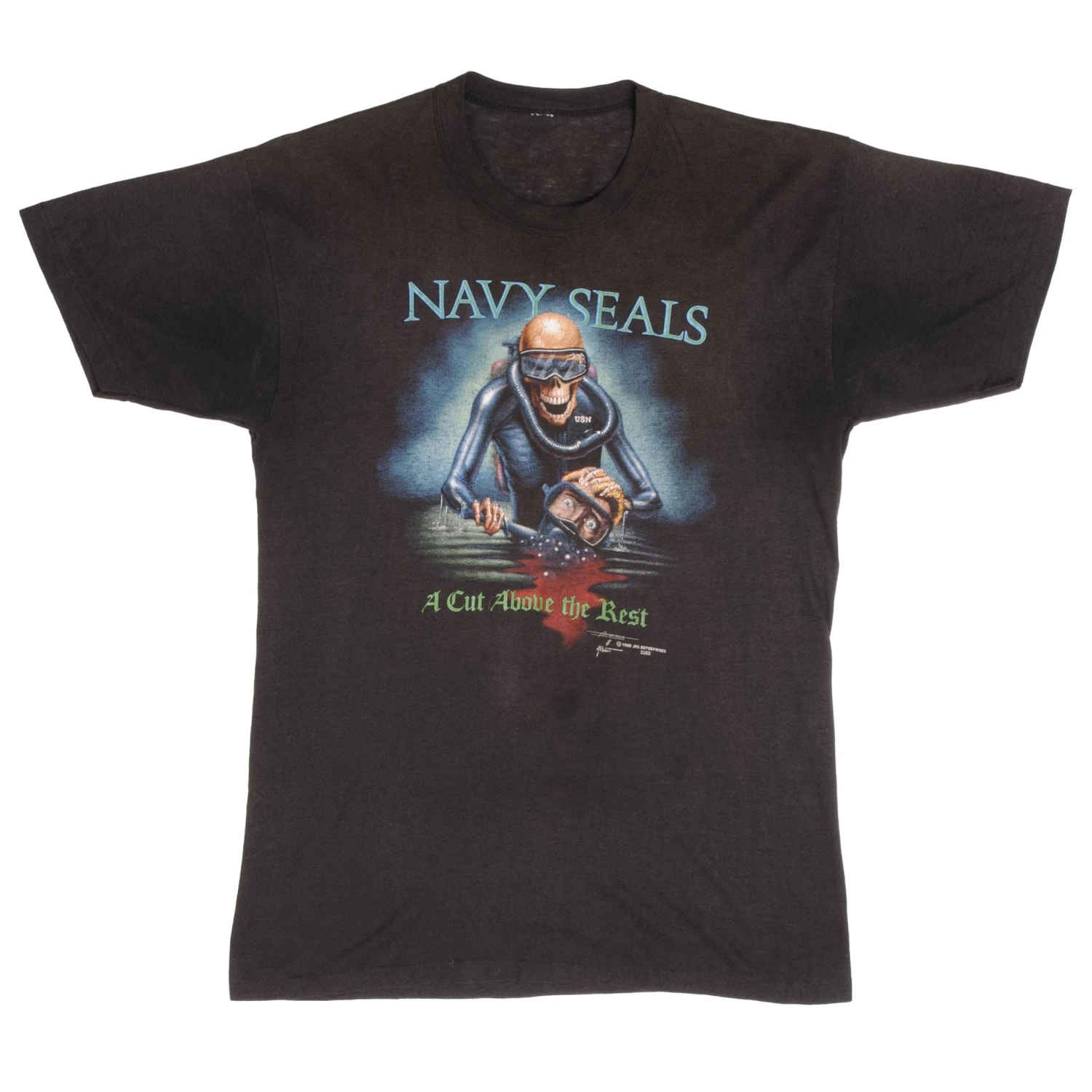 VINTAGE USN US NAVY SEALS A CUT ABOVE THE REST TEE SHIRT 1988 SIZE MEDIUM(Copy Of Vintage Usn Tee Shirt 1991 Size Xl Made In Usa) 2 VINTAGE USN US NAVY SEALS A CUT ABOVE THE REST TEE SHIRT 1988 SIZE MEDIUM(Copy Of Vintage Usn Tee Shirt 1991 Size Xl Made In Usa) - Image 2