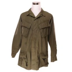 VINTAGE US ARMY TROPICAL COMBAT JACKET 4TH PATTERN 1968 VIETNAM WAR STAMPED SIZE LARGE LONG(Us Army 1968 Vietnam Tropical Combat Jacket 4th Pattern With Star Stamped Size Large Long)