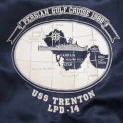 VINTAGE USN NAVY USS TRENTON LPD-14 1988 BOMBER JACKET SIZE MEDIUM MADE IN USA(Vintage Usn Navy Uss Trenton Lpd 14 Bomber Jacket Size Medium Made In Usa) -Rare Gear USA Shop DSC 5645