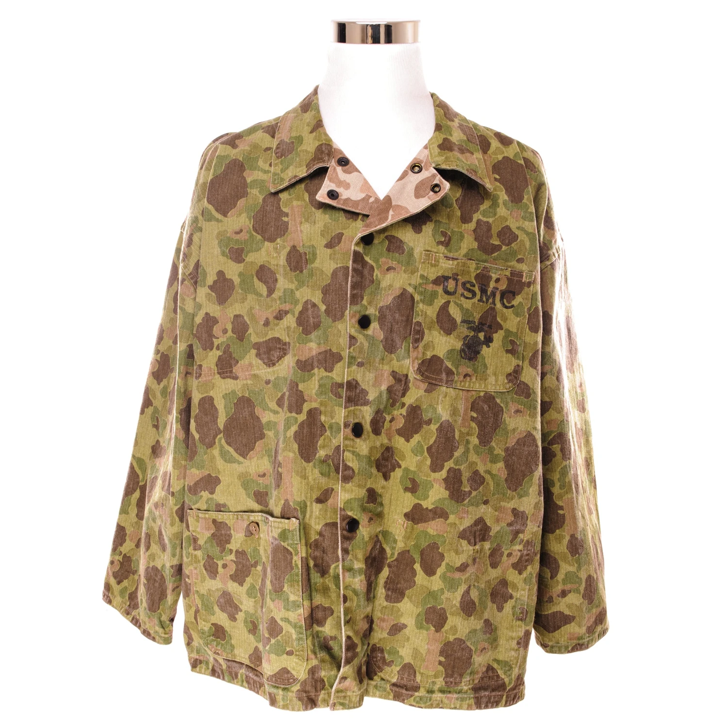 VINTAGE USMC HBT FROGSKIN REVERSIBLE CAMOUFLAGE UTILITY JACKET WW2 ERA SIZE XL(Vintage Usmc Frogskin Reversible Camouflage Utility Jacket Ww2 Era) 1 VINTAGE USMC HBT FROGSKIN REVERSIBLE CAMOUFLAGE UTILITY JACKET WW2 ERA SIZE XL(Vintage Usmc Frogskin Reversible Camouflage Utility Jacket Ww2 Era)