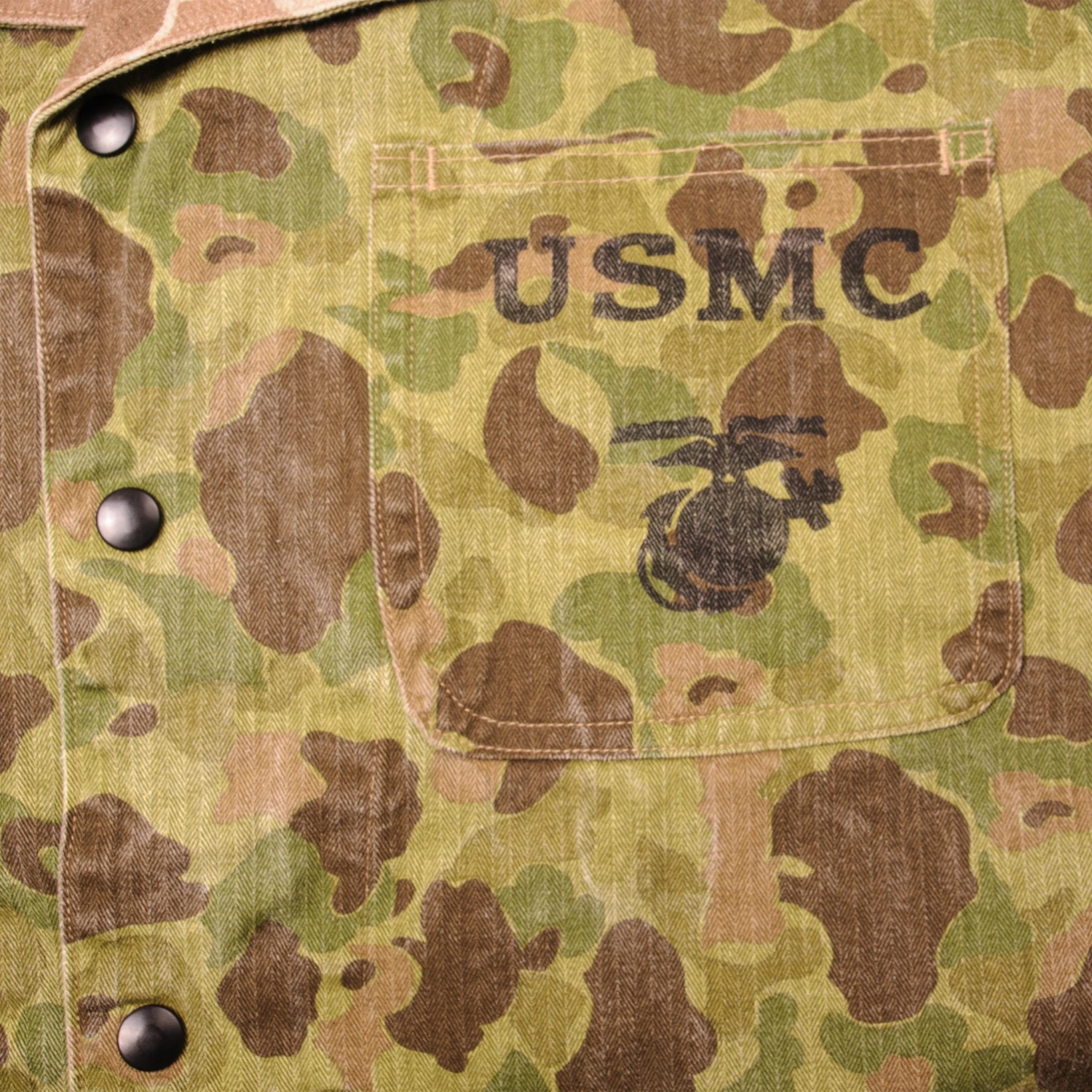 VINTAGE USMC HBT FROGSKIN REVERSIBLE CAMOUFLAGE UTILITY JACKET WW2 ERA SIZE XL(Vintage Usmc Frogskin Reversible Camouflage Utility Jacket Ww2 Era) 5 VINTAGE USMC HBT FROGSKIN REVERSIBLE CAMOUFLAGE UTILITY JACKET WW2 ERA SIZE XL(Vintage Usmc Frogskin Reversible Camouflage Utility Jacket Ww2 Era) - Image 5