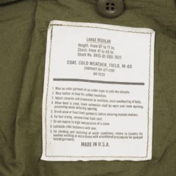 VINTAGE M-1965 M65 FIELD JACKET SIZE LARGE REGULAR DEADSTOCK NOS(Vintage Us Army M 1965 M65 Field Jacket Size Large Regular Deadstock Nos) -Rare Gear USA Shop DSC 5725