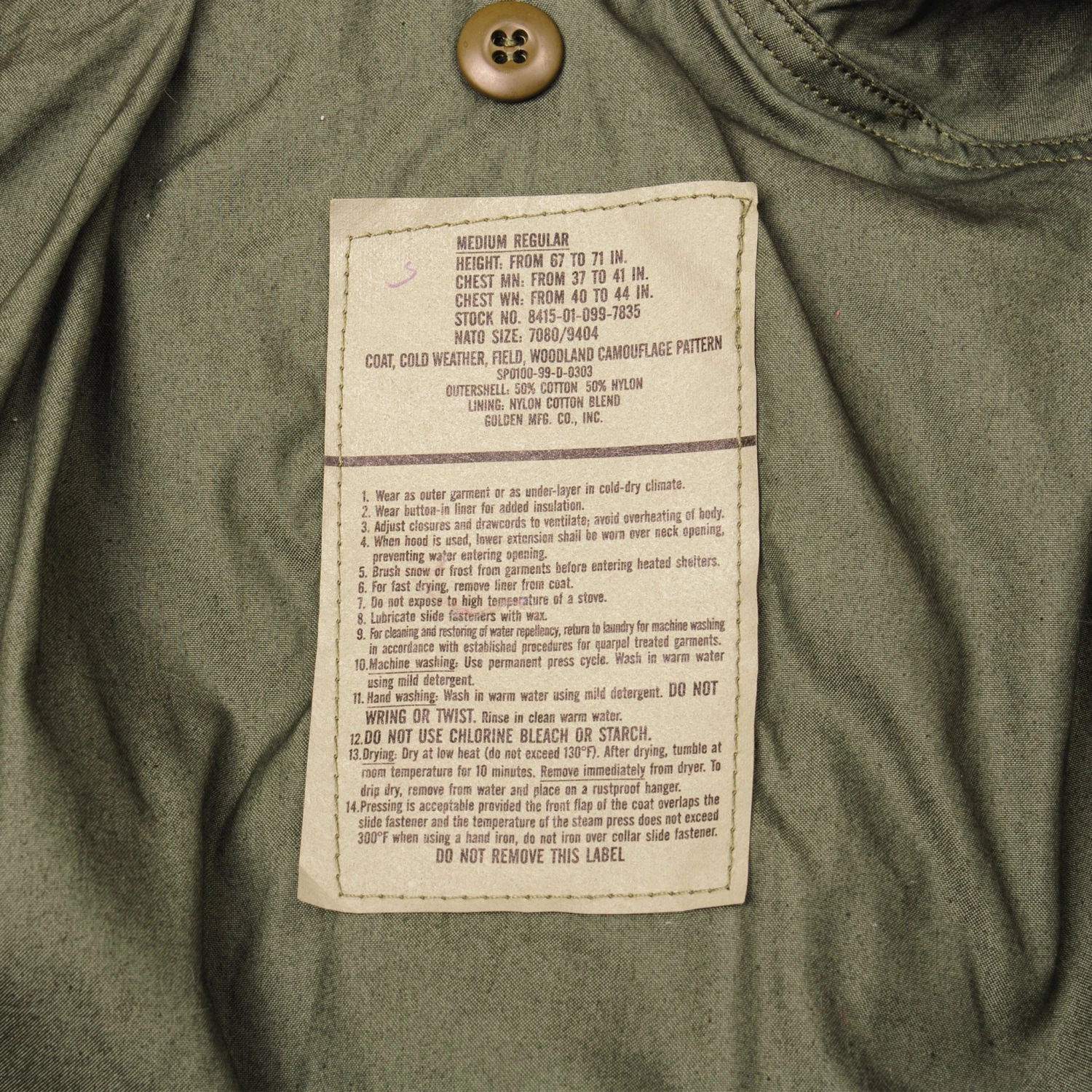 VINTAGE US ARMY M-1965 M65 WOODLAND CAMO FIELD JACKET 1999 SIZE MEDIUM REGULAR WITH PATCH.(Vintage Us Army M 1965 M65 Erdl Field Jacket 1996 Size Large Regular 1) 4 VINTAGE US ARMY M-1965 M65 WOODLAND CAMO FIELD JACKET 1999 SIZE MEDIUM REGULAR WITH PATCH.(Vintage Us Army M 1965 M65 Erdl Field Jacket 1996 Size Large Regular 1) - Image 4