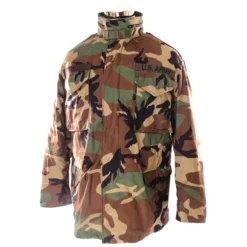VINTAGE US ARMY M-1965 M65 WOODLAND CAMO FIELD JACKET 1999 SIZE MEDIUM REGULAR WITH PATCH.(Vintage Us Army M 1965 M65 Erdl Field Jacket 1996 Size Large Regular 1)