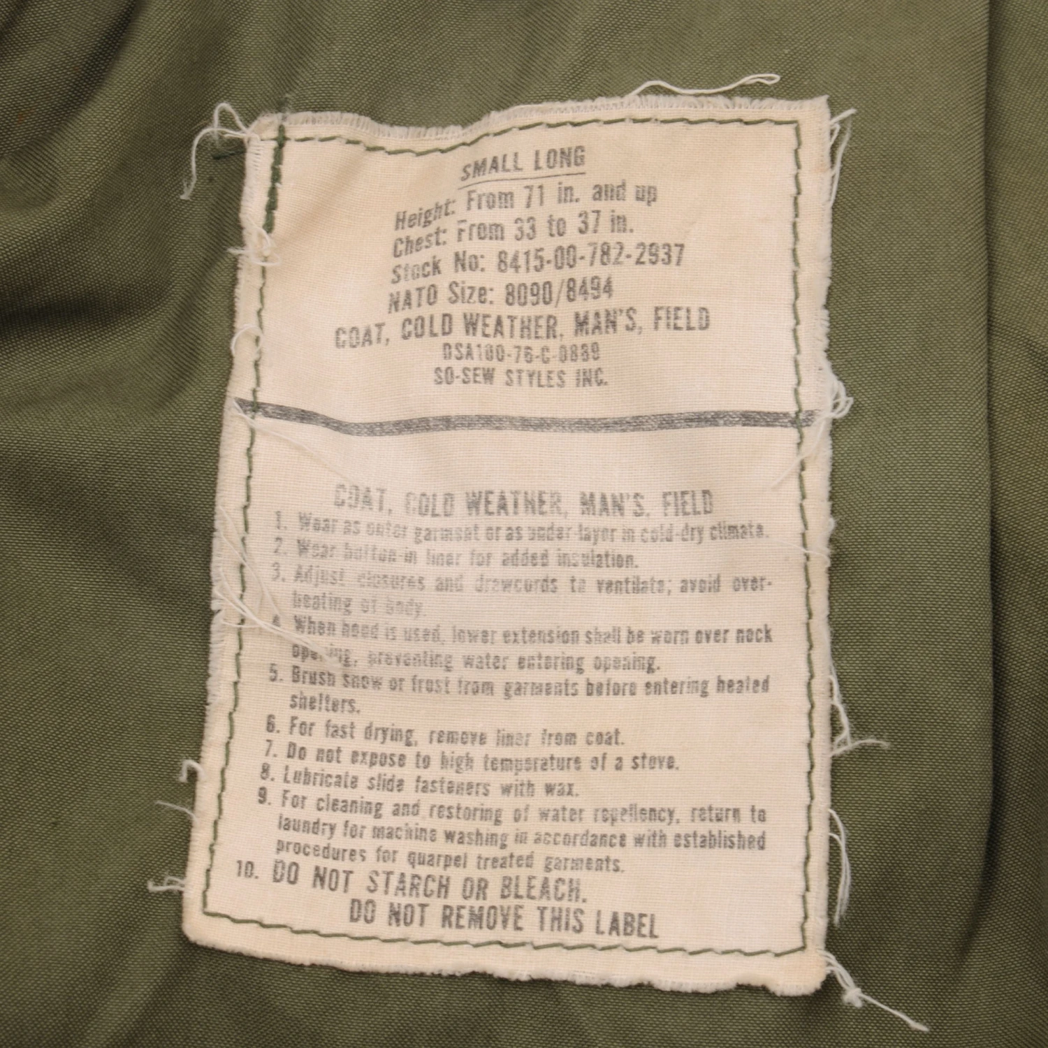 VINTAGE US ARMY M-1965 M65 FIELD JACKET 1976 SIZE SMALL LONG(Vintage Us Army M 1965 M65 Field Jacket 1976 Size Small Long) 5 VINTAGE US ARMY M-1965 M65 FIELD JACKET 1976 SIZE SMALL LONG(Vintage Us Army M 1965 M65 Field Jacket 1976 Size Small Long) - Image 5