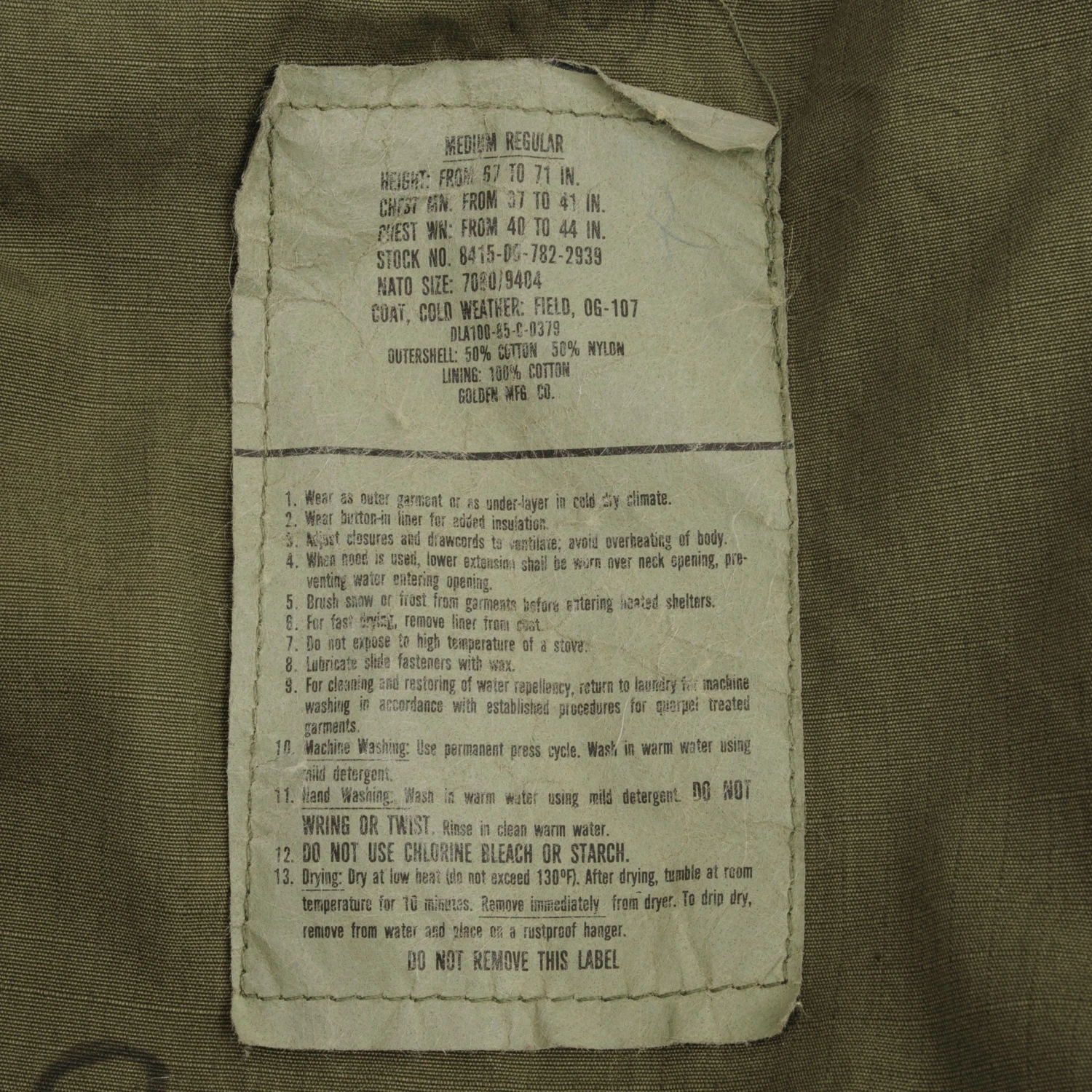 VINTAGE US ARMY M-1965 M65 FIELD JACKET 1984 SIZE MEDIUM REGULAR(Vintage Us Army M 1965 M65 Field Jacket 1984 Size Medium Regular 1) 4 VINTAGE US ARMY M-1965 M65 FIELD JACKET 1984 SIZE MEDIUM REGULAR(Vintage Us Army M 1965 M65 Field Jacket 1984 Size Medium Regular 1) - Image 4