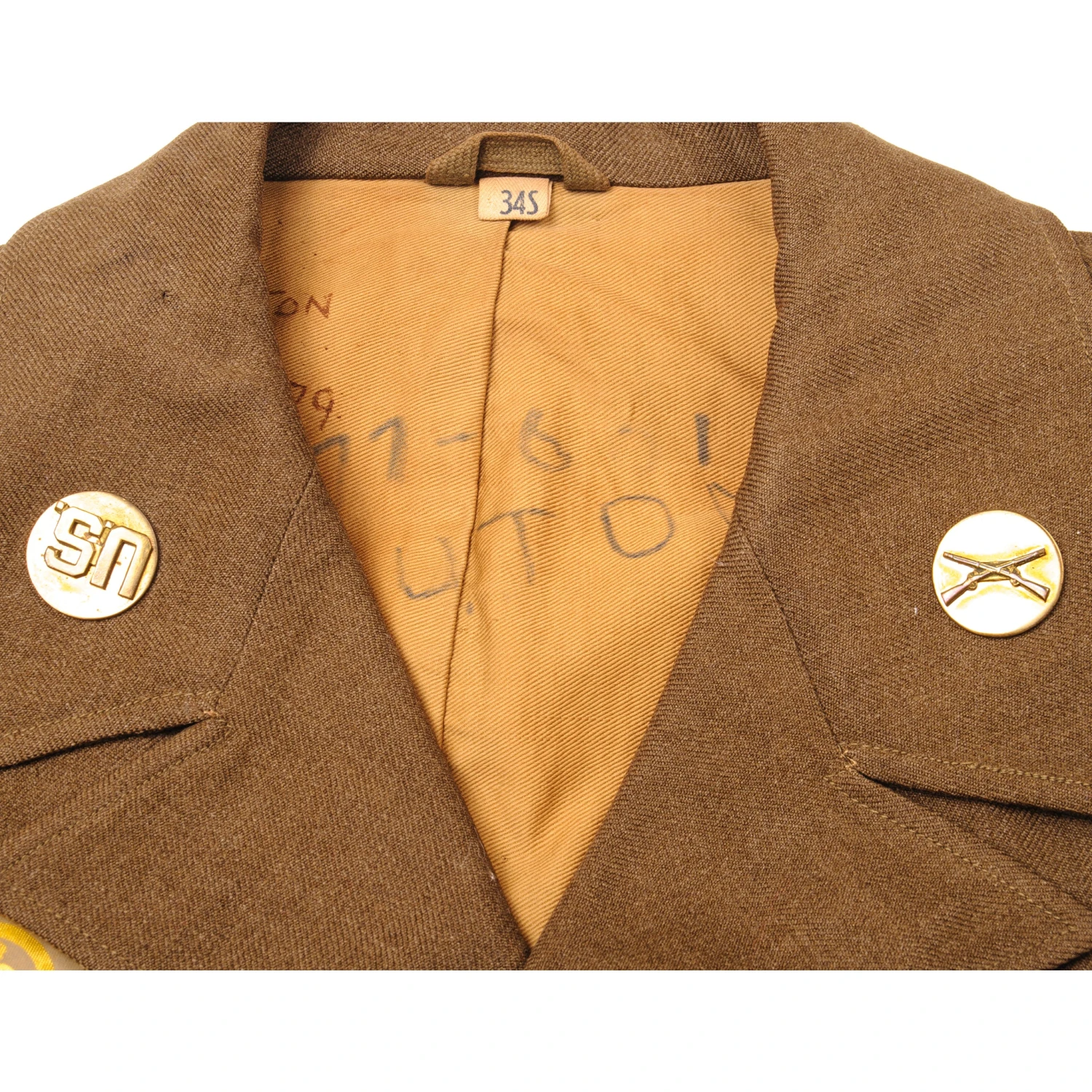 VINTAGE US ARMY WOOL FIELD JACKET WW2 ERA SIZE 34S WITH PATCHES, INSIGNIAS AND RIBBONS(Vintage Us Army Wool Field Jacket Size 34s With Patches Insignias And Ribbons) 6 VINTAGE US ARMY WOOL FIELD JACKET WW2 ERA SIZE 34S WITH PATCHES, INSIGNIAS AND RIBBONS(Vintage Us Army Wool Field Jacket Size 34s With Patches Insignias And Ribbons) - Image 6