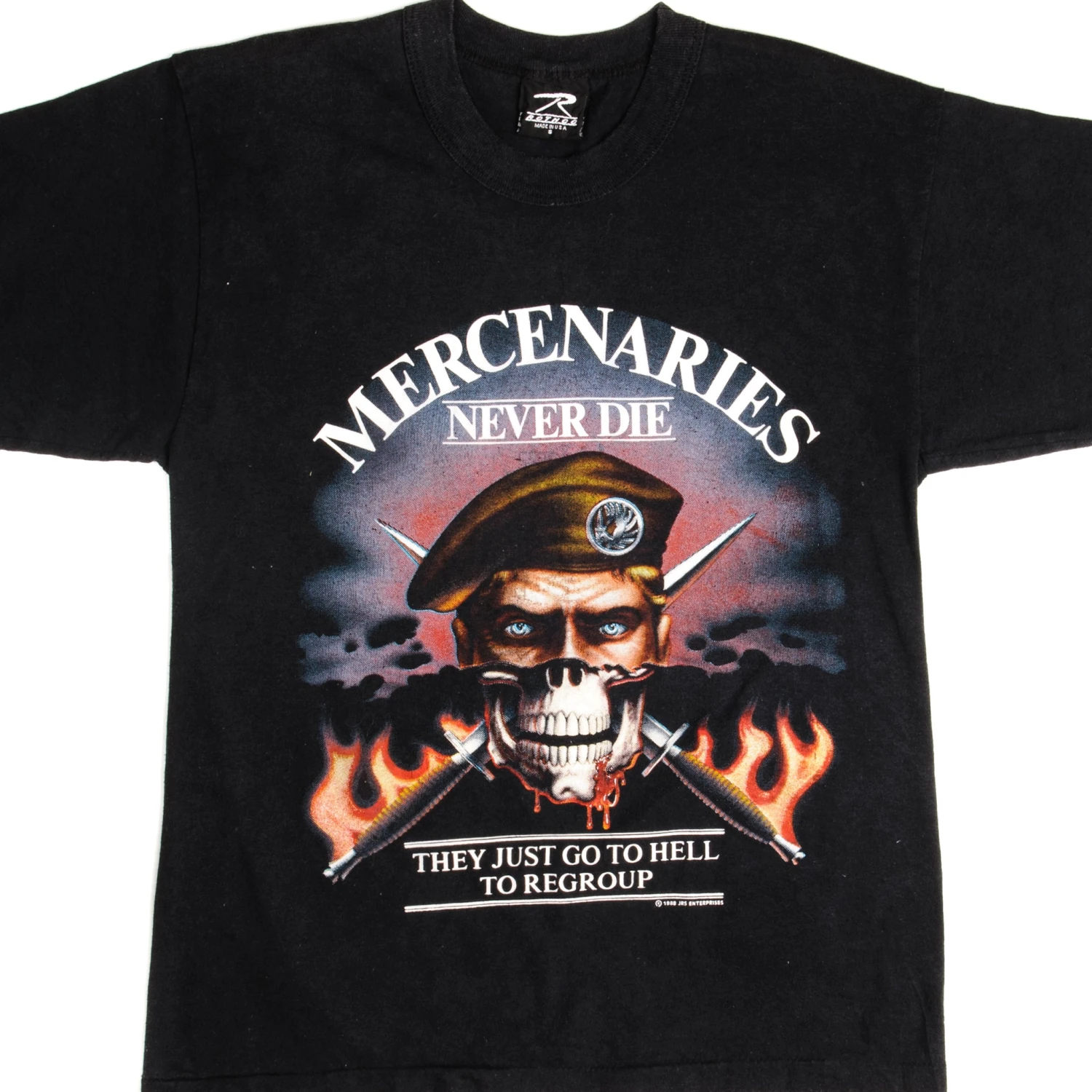 VINTAGE MERCENARIES NEVER DIE TEE SHIRT 1988 SIZE SMALL MADE IN USA(Vintage Mercenaries Never Die Tee Shirt 1988 Size Small Made In Usa) 1 VINTAGE MERCENARIES NEVER DIE TEE SHIRT 1988 SIZE SMALL MADE IN USA(Vintage Mercenaries Never Die Tee Shirt 1988 Size Small Made In Usa)