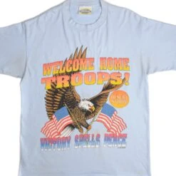 VINTAGE US MILITARY DESERT STORM WELCOME HOME TROOPS TEE SHIRT 1990S SIZE LARGE(Vintage Us Military Welcome Home Troops Tee Shirt Size Large)