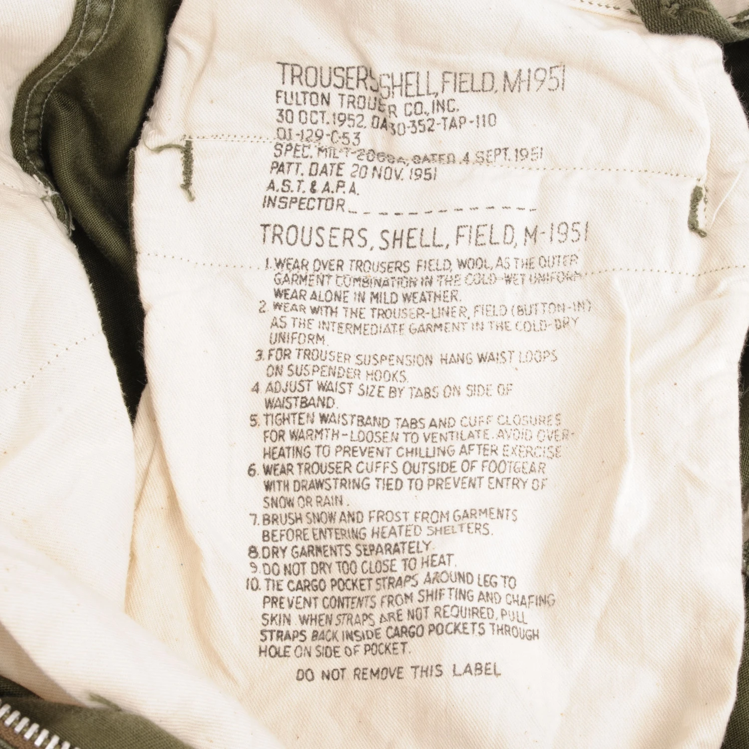 VINTAGE US ARMY FIELD TROUSERS PANTS M51 1951 KOREAN WAR MEDIUM REG W36 L29(Vintage Us Army Field Trousers Pants M51 1951 Korean War Size Medium Reg W36 L29) 5 VINTAGE US ARMY FIELD TROUSERS PANTS M51 1951 KOREAN WAR MEDIUM REG W36 L29(Vintage Us Army Field Trousers Pants M51 1951 Korean War Size Medium Reg W36 L29) - Image 5