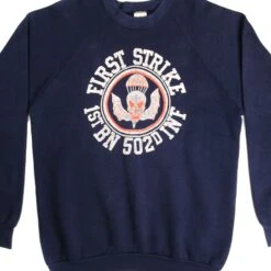 VINTAGE US ARMY 1ST BN 502D INF SWEATSHIRT SIZE LARGE MADE IN USA(Vintage Us Army 1st Bn 502d Inf Sweatshirt Size Large Made In Usa)