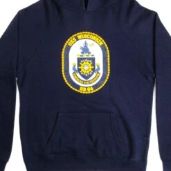 VINTAGE USN USS WISCONSIN BB64 HOODIE SWEATSHIRT SIZE LARGE MADE IN USA(Vintage Usn Uss Wisconsin Hoodie Sweatshirt Size Large Made In Usa)