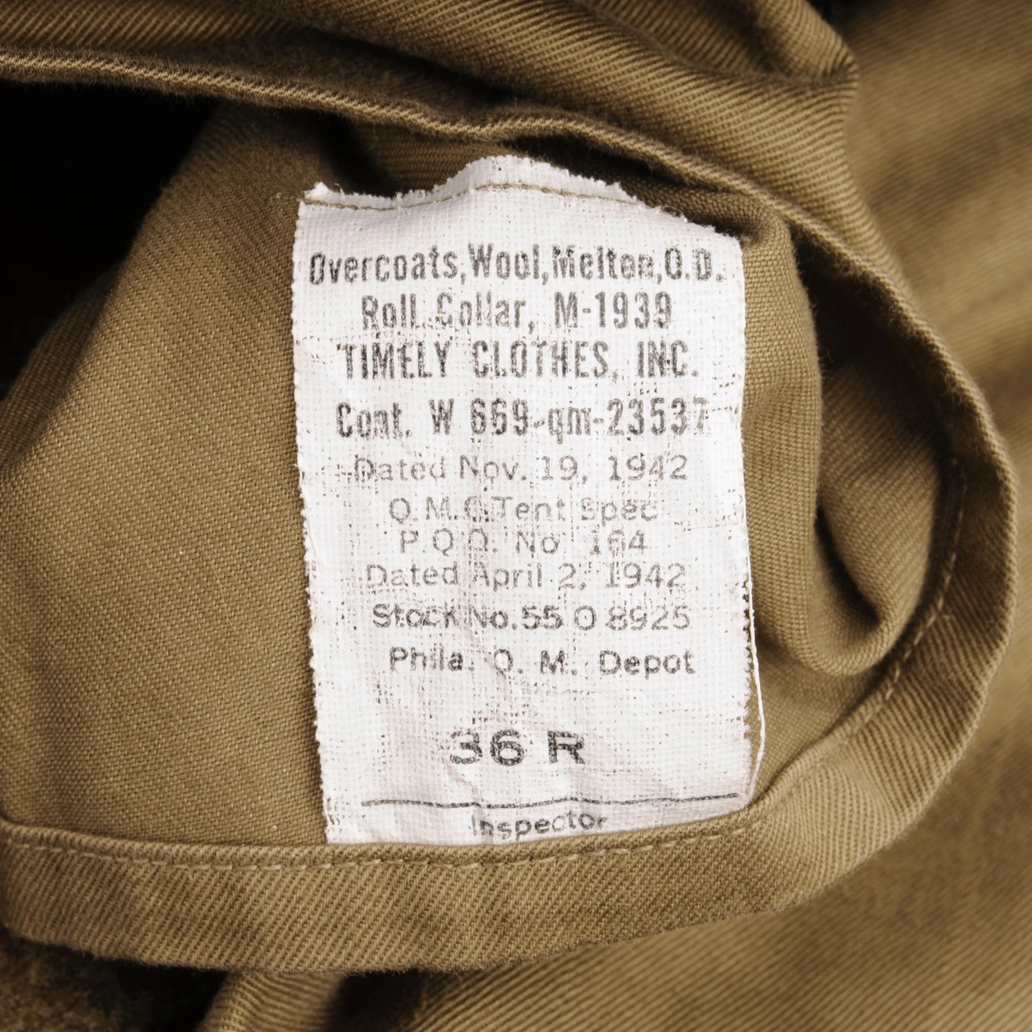 VINTAGE US ARMY M-1939 OVERCOAT WOOL COAT 1942 WW2 SIZE 36R(Vintage Us Army M 1939 Overcoat Wool Coat 1942 Ww2 Size 36r) 4 VINTAGE US ARMY M-1939 OVERCOAT WOOL COAT 1942 WW2 SIZE 36R(Vintage Us Army M 1939 Overcoat Wool Coat 1942 Ww2 Size 36r) - Image 4