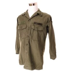 VINTAGE US ARMY UTILITY SHIRT P64 1972 VIETNAM WAR SIZE 16 1/2 X32 PATCHED(Vintage Us Army Utility Shirt P64 1972 Vietnam War Size 16 1 2 X32 Patched)
