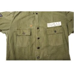 US AIR FORCE HBT UTILITY SHIRT WITH 13 STARS BUTTONS WW2 ERA STAFF SERGEANT SIZE 42R(Us Air Force Hbt Utility Shirt With 13 Stars Buttons Ww2 Era Staff Sergeant Size 42r) -Rare Gear USA Shop DSC 8683 1