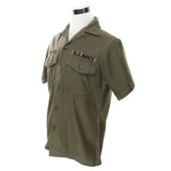 VINTAGE US NAVY SHIRT 1970 VIETNAM WAR SIZE 15 1/2X33 PATCH USA DET NHA BE UNIT(Vintage Usn Us Navy Short Sleeve Shirt 1970 Vietnam War Size 15 1 2 X 33) -Rare Gear USA Shop DSC 8794