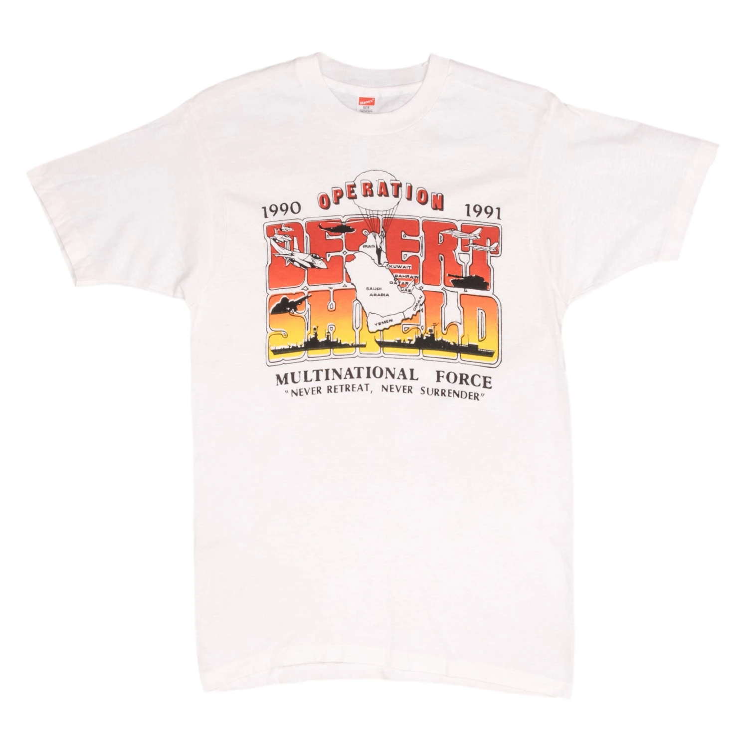 VINTAGE OPERATION DESERT SHIELD TEE SHIRT 1991 SIZE SMALL MADE IN USA(Vintage Operation Desert Shield Tee Shirt 1991 Size Small Made In Usa) 2 VINTAGE OPERATION DESERT SHIELD TEE SHIRT 1991 SIZE SMALL MADE IN USA(Vintage Operation Desert Shield Tee Shirt 1991 Size Small Made In Usa) - Image 2