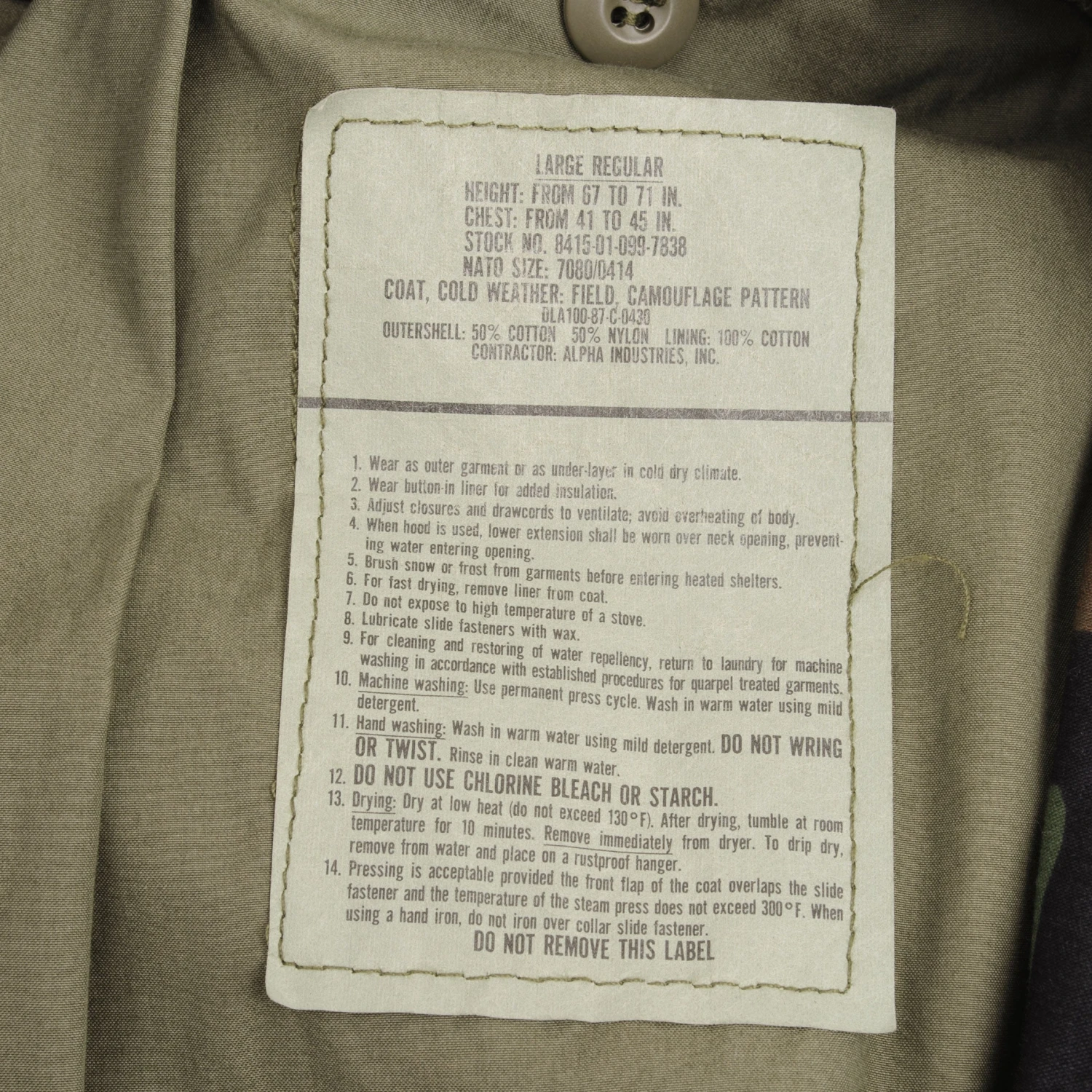 VINTAGE US ARMY M-1965 M65 WOODLAND CAMO FIELD JACKET 1987 LARGE REGULAR(Vintage Us Army M 1965 M65 Woodland Camo Field Jacket 1987 Large Regular) 4 VINTAGE US ARMY M-1965 M65 WOODLAND CAMO FIELD JACKET 1987 LARGE REGULAR(Vintage Us Army M 1965 M65 Woodland Camo Field Jacket 1987 Large Regular) - Image 4